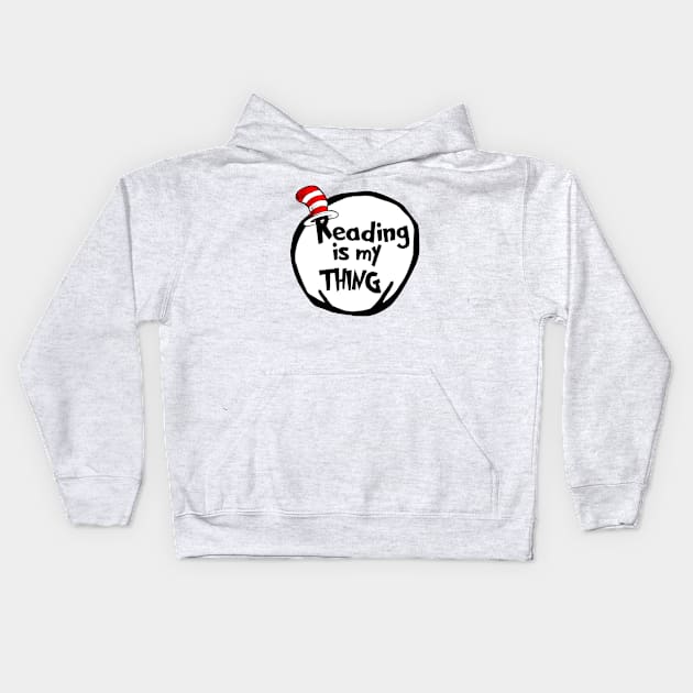 Funny Reading is my Thing Bookworm Geek Book Lover Gift Kids Hoodie by Bezra